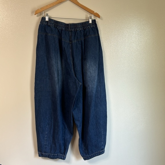 100% Cotton Baggy Wide Barrel Leg Pleat Front Elastic Stretchy Pants Size XL - Picture 7 of 7